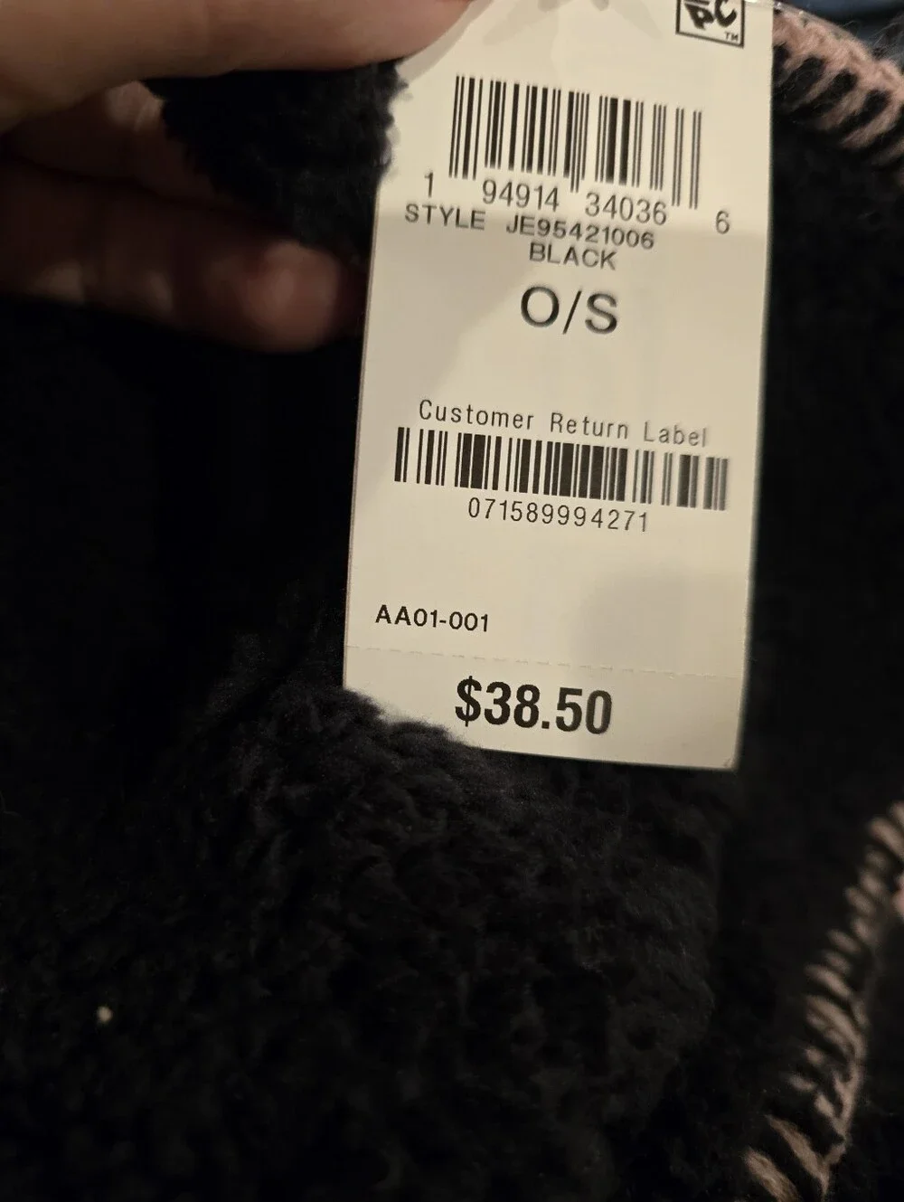 Jenni Cozy Black Sherpa Scarf NWT